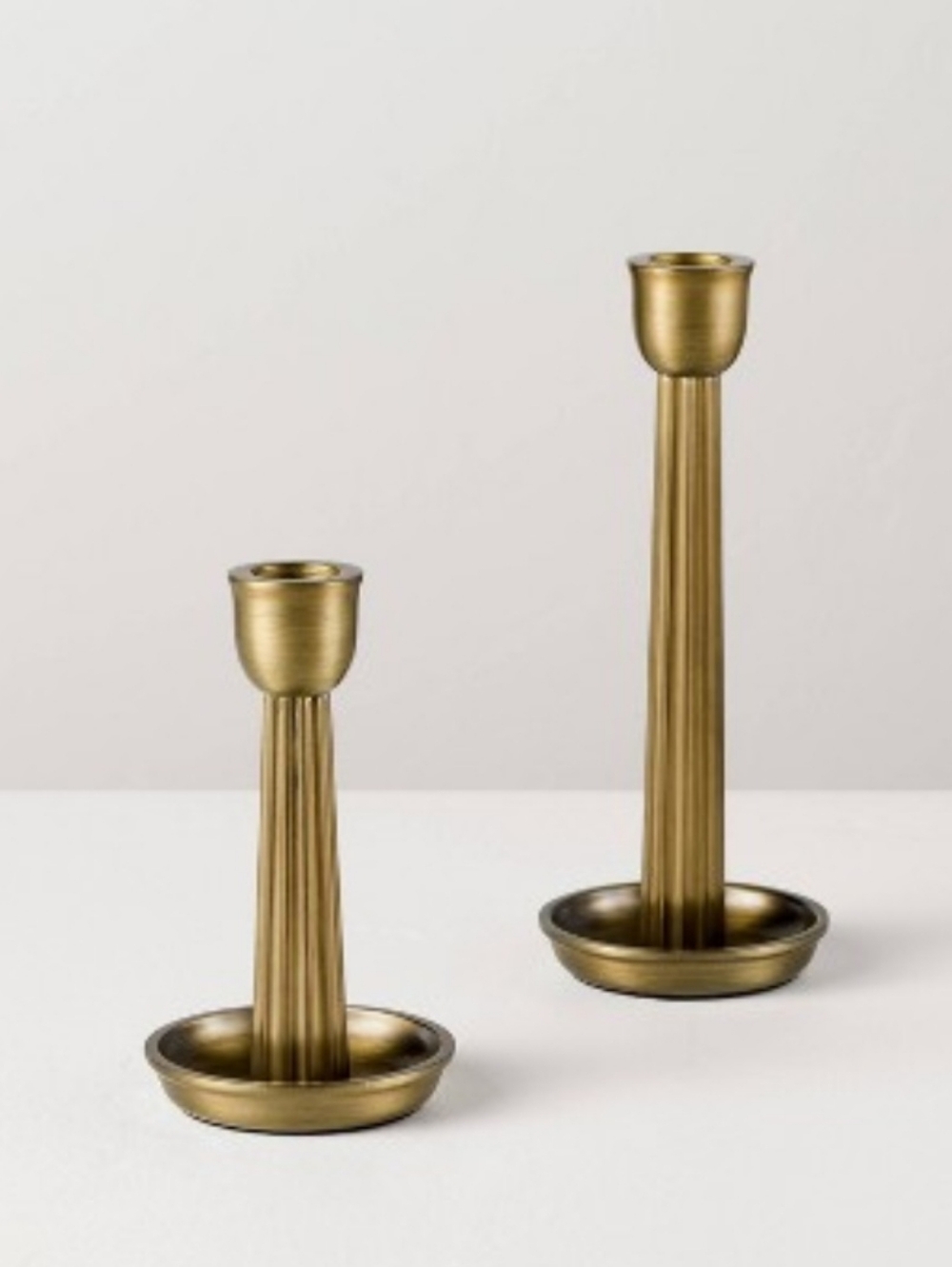 Hearth & Hand With Magnolia 2pk Brass Ribbed Candle Holders